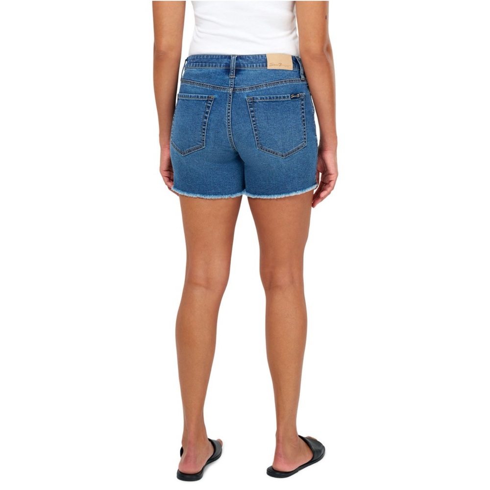 Seven7 Weekend Frayed Hem Blue Denim Jean Shorts size 16